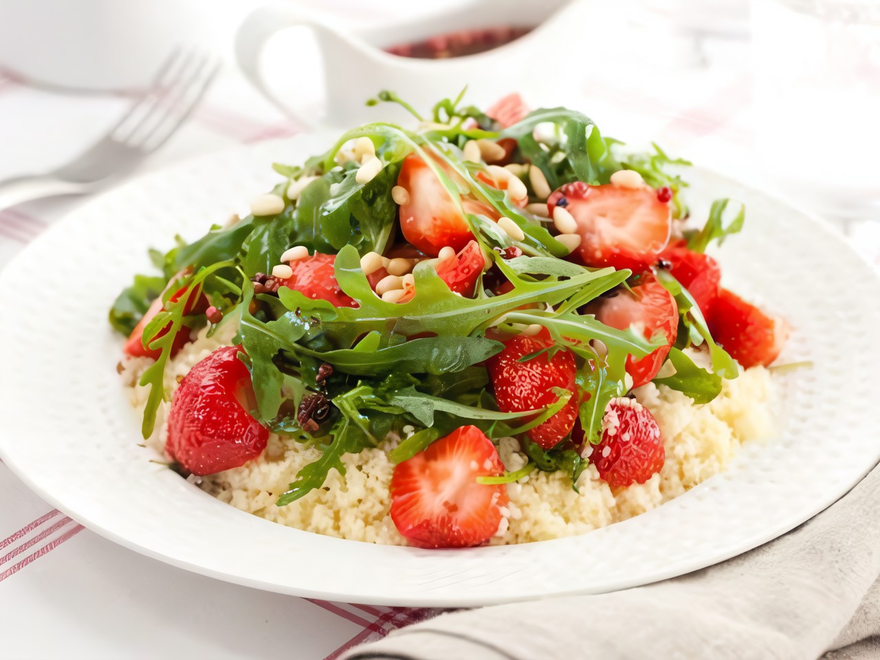 Strawberry, Couscous, Arugula, and Feta Salad