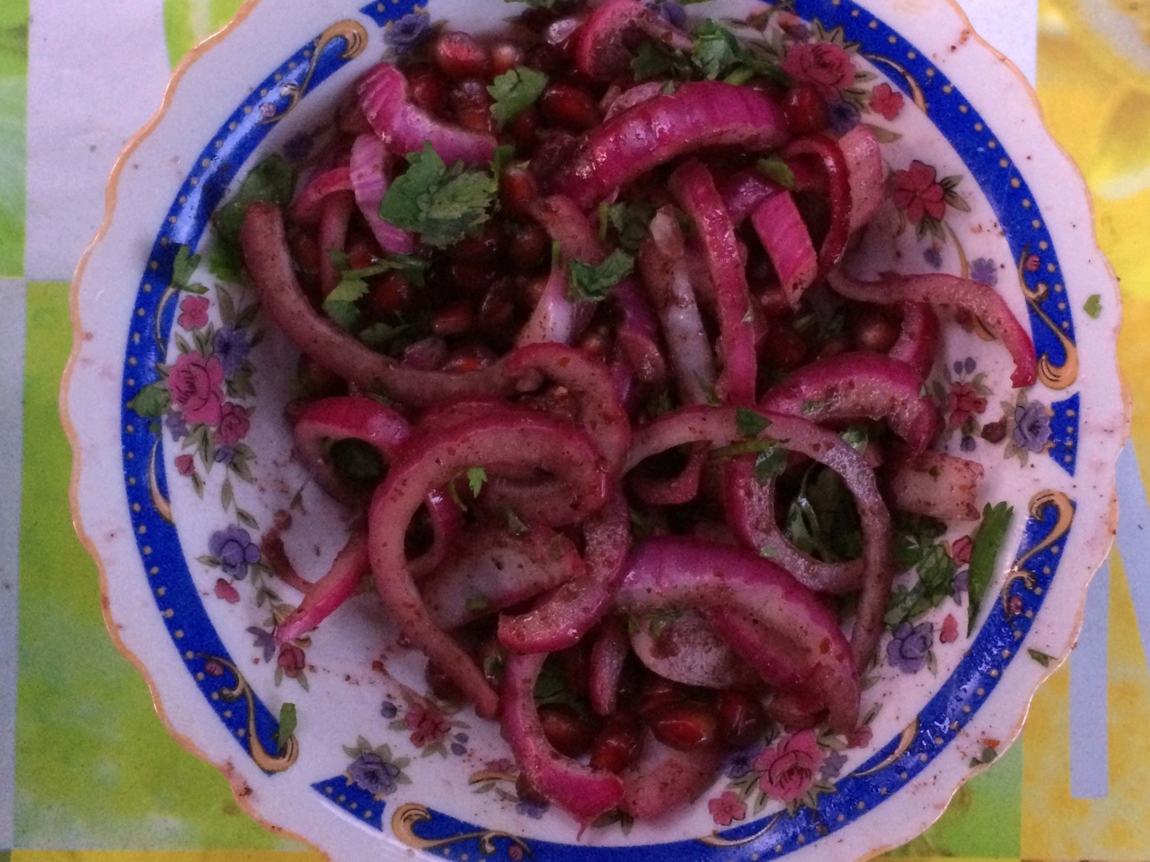Red Onion Salad with Pomegranate for Barbecue