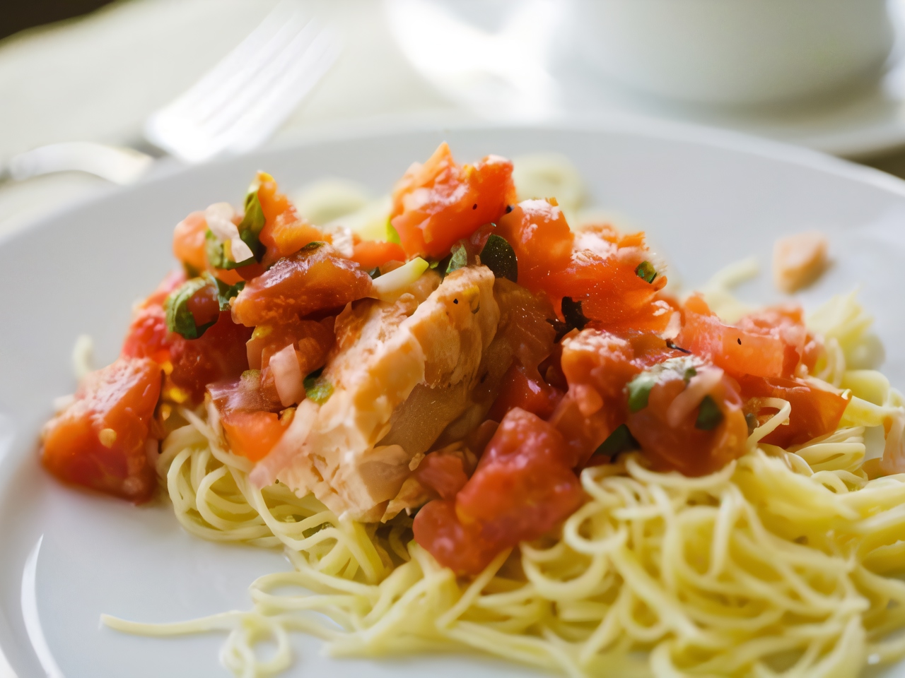 Salmon and Noodle Salad with Vegetables