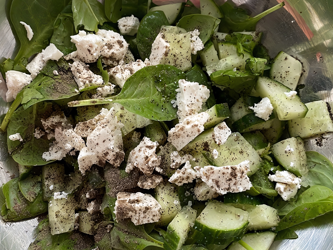 Cucumber, Spinach, and Feta Salad