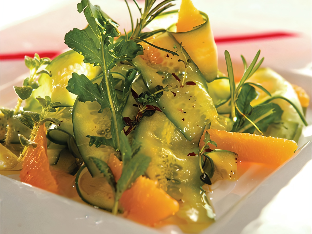 Cucumber Salad with Fresh Herbs, Orange Segments, and Zest