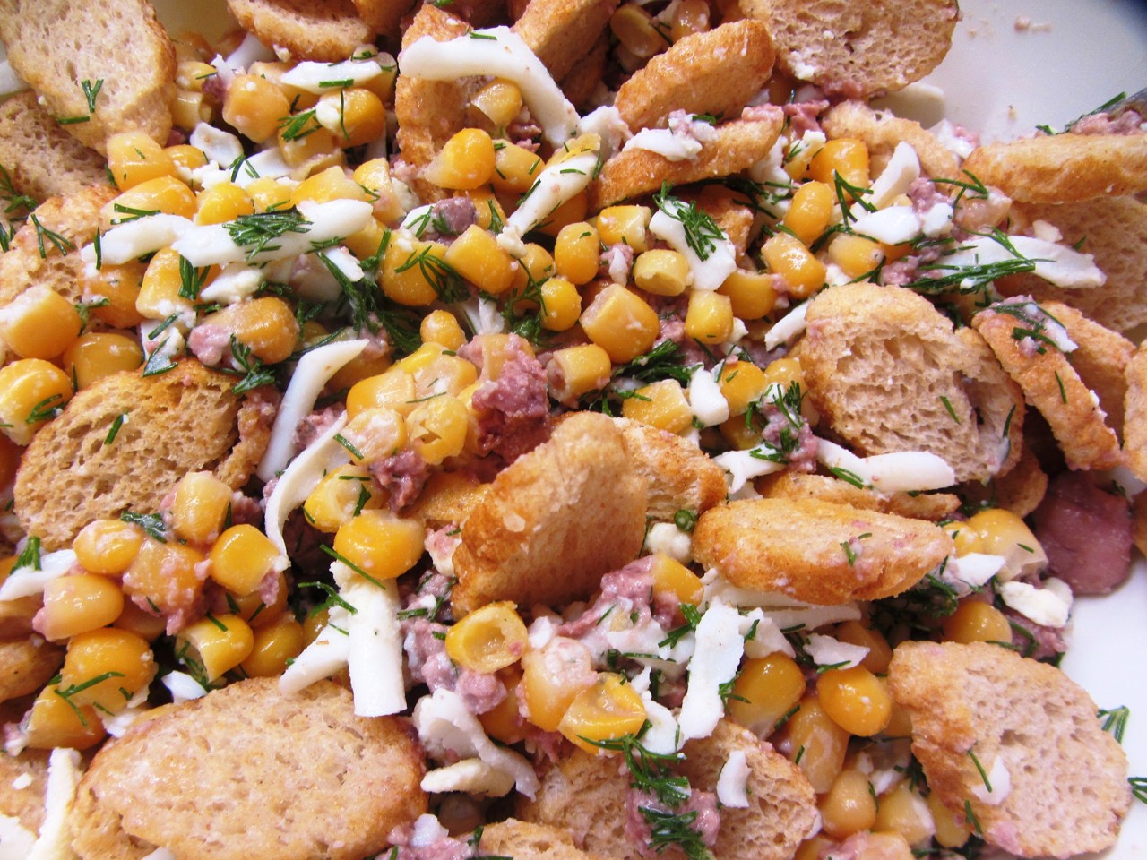 Cod Liver Salad with Croutons