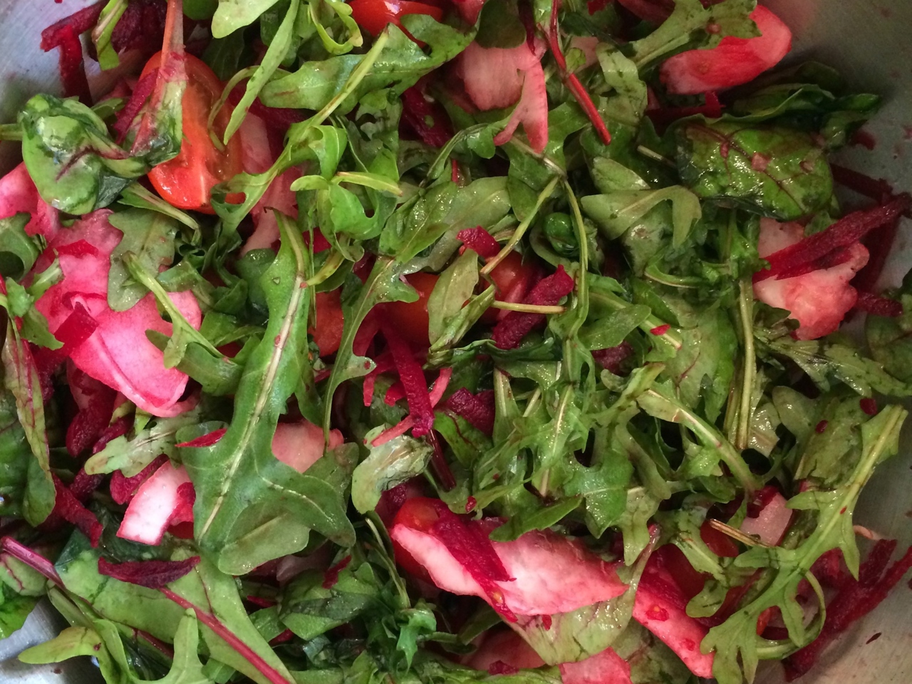 Turnip Salad with Swiss Chard and Arugula with Honey-Mustard Dressing
