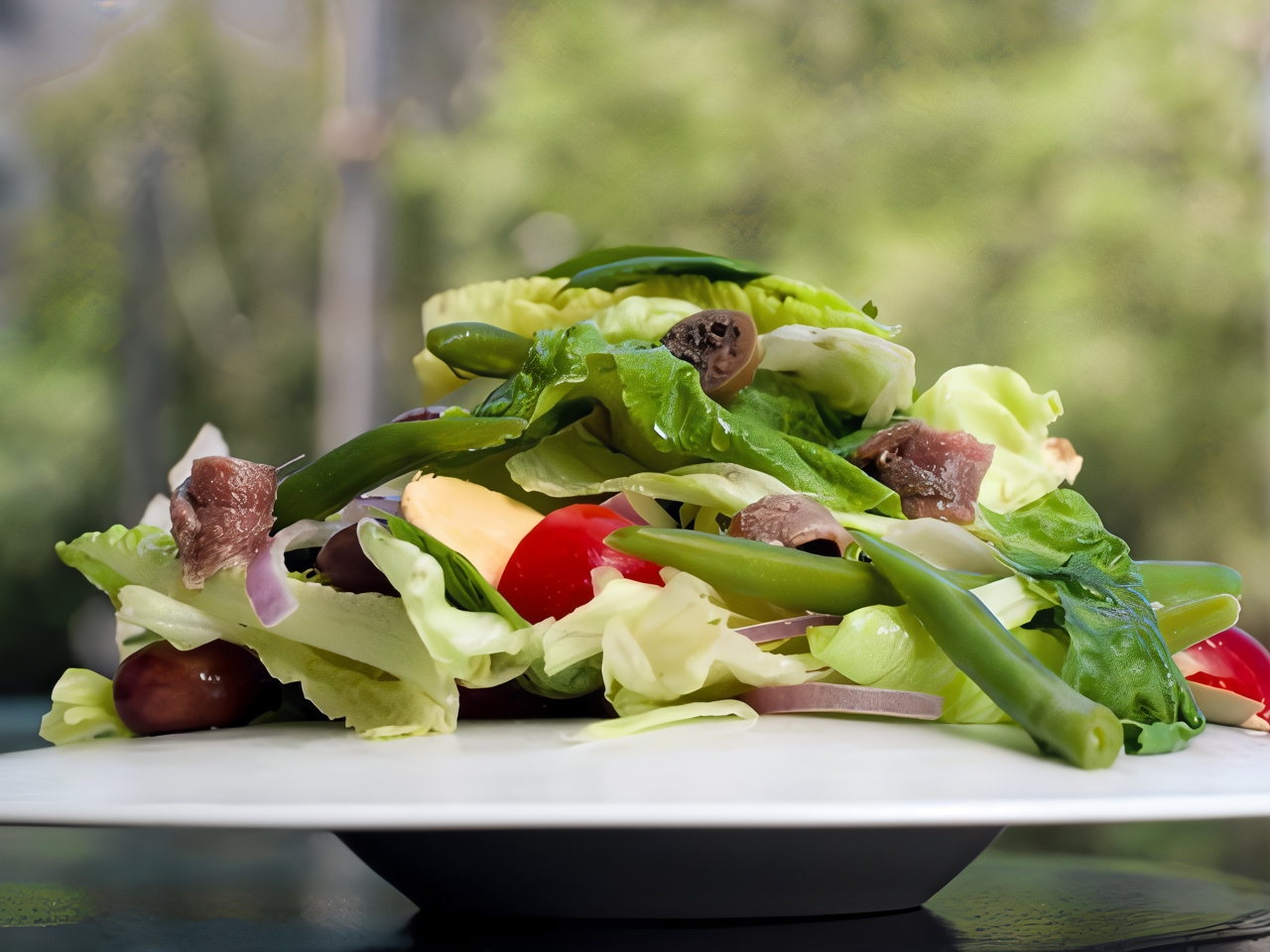 Green Bean Salad with Comté Cheese, Mushrooms, and Herbs