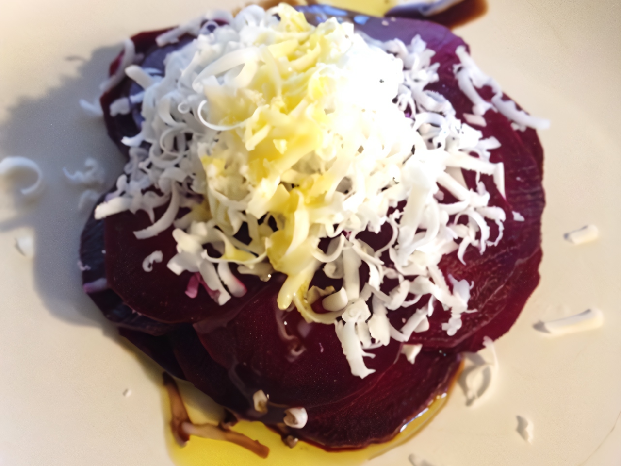 Layered Beet Salad with Hard Goat Cheese