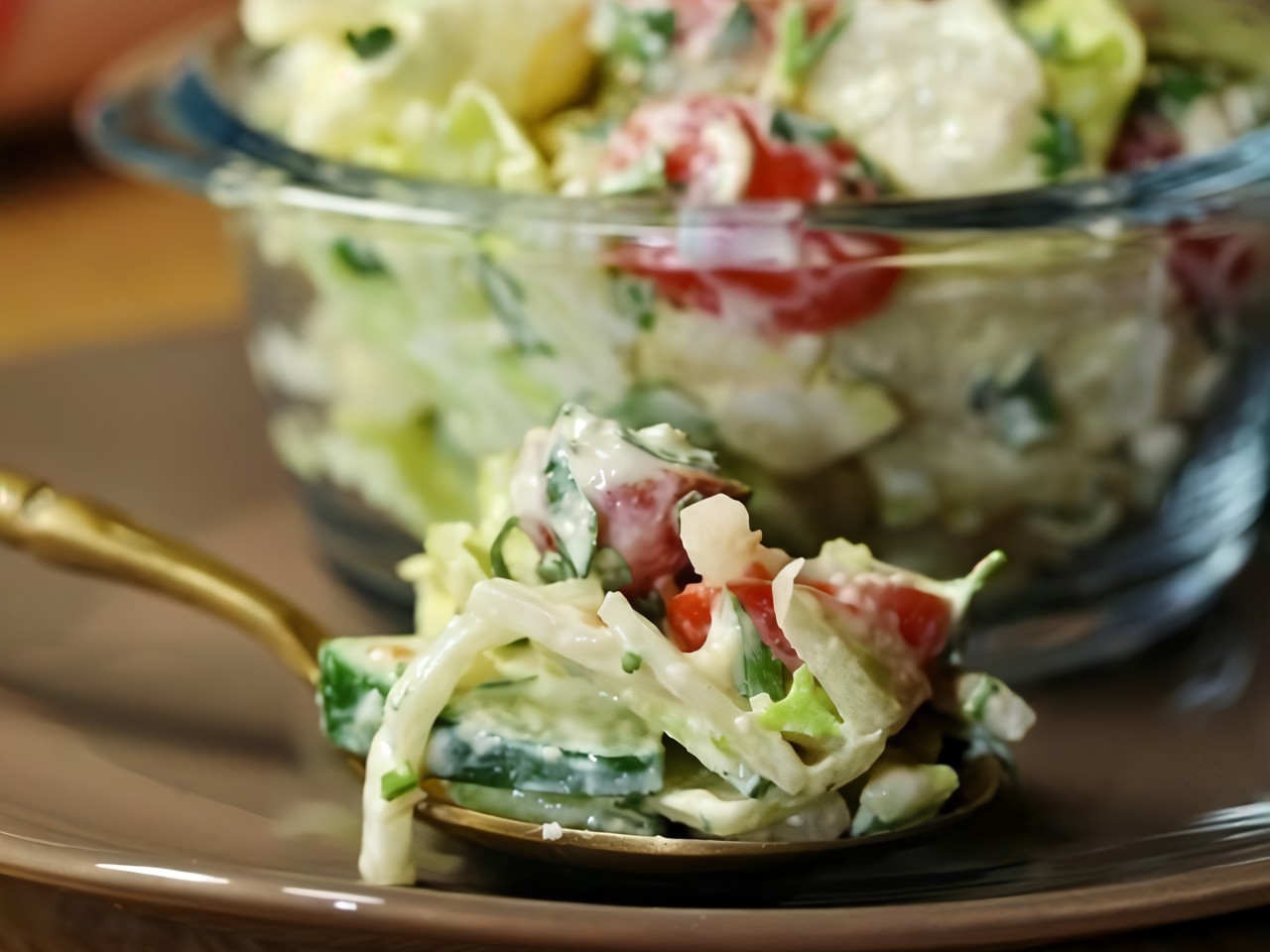 Fresh Vegetable Salad with Cheese-Mustard Dressing