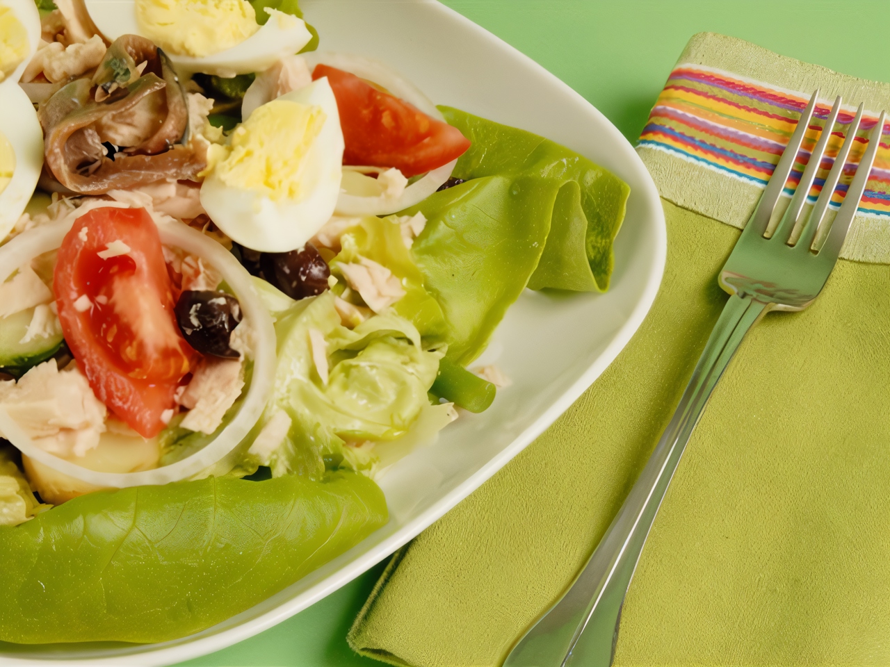 Tuna and Anchovy Salad with Fresh Vegetables and Herbs