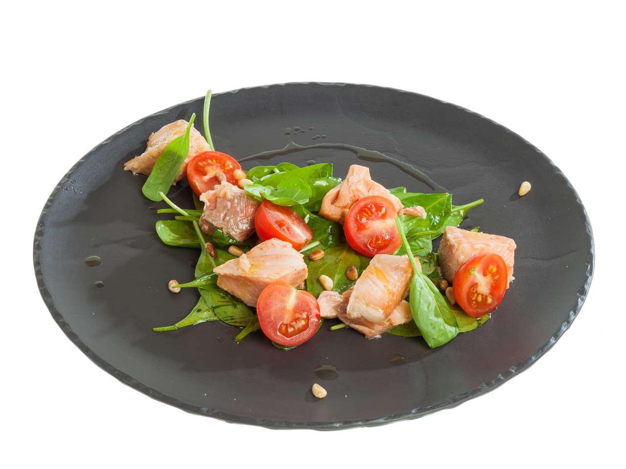 Baked Salmon Salad with Spinach