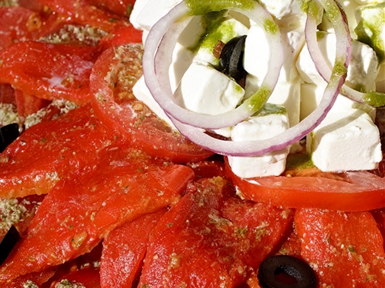 Salad of Roasted Peppers, Tomatoes, and Feta