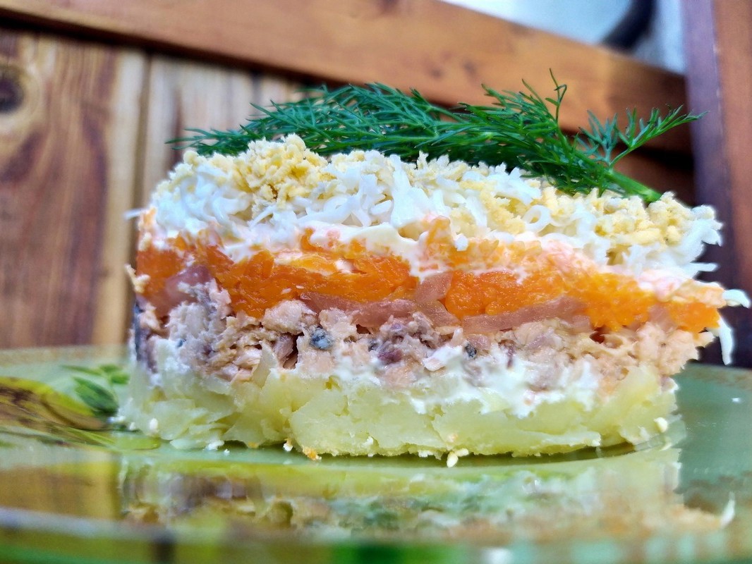 Mimosa Salad with Pink Salmon