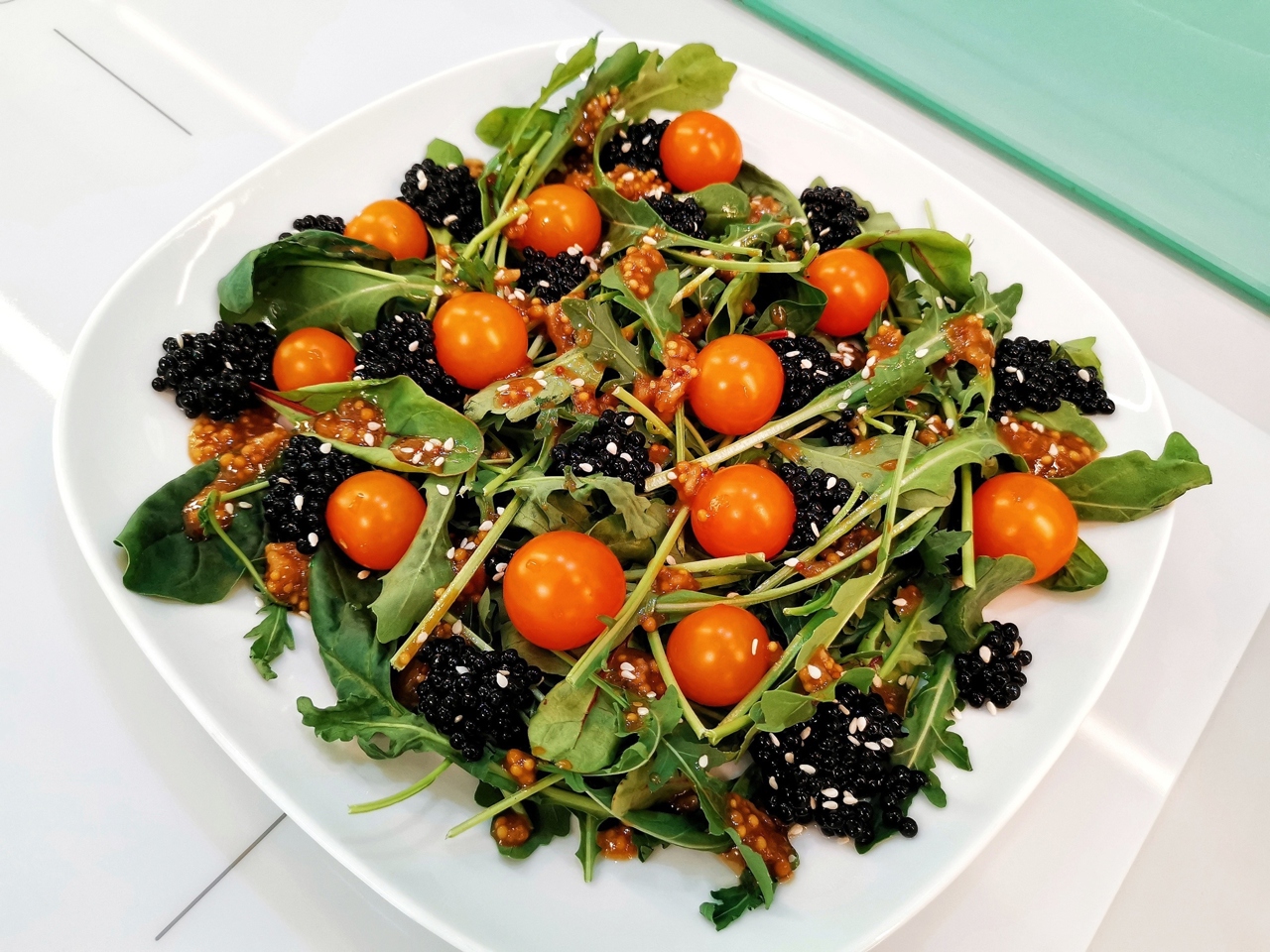 Salad with Black Caviar