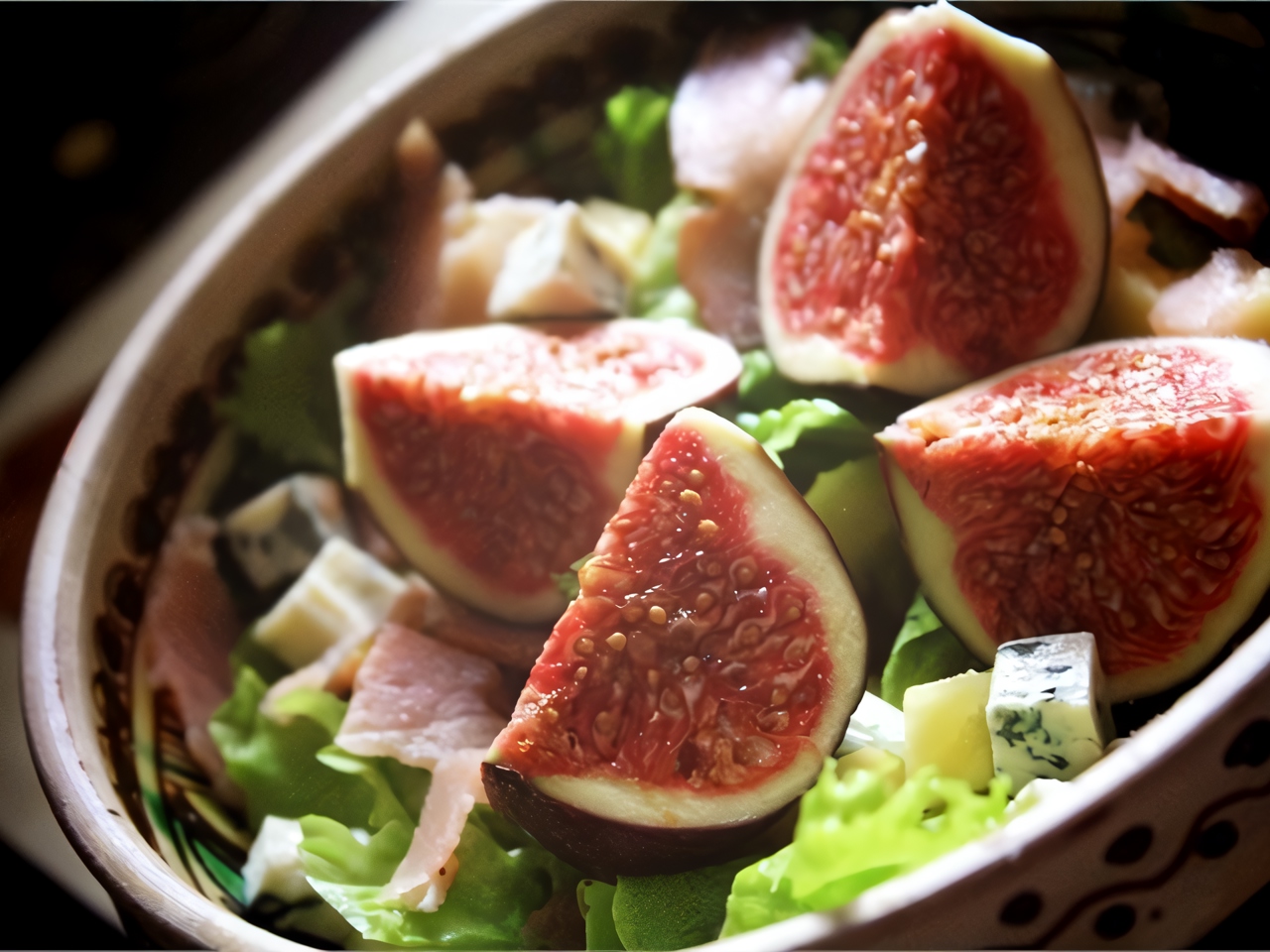 Fig, Ham, and Blue Cheese Salad