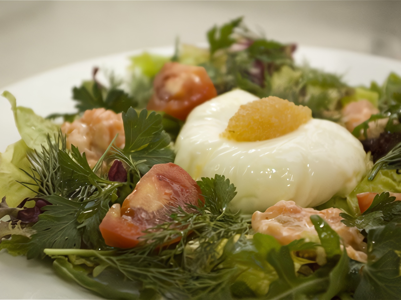Salad with Poached Egg