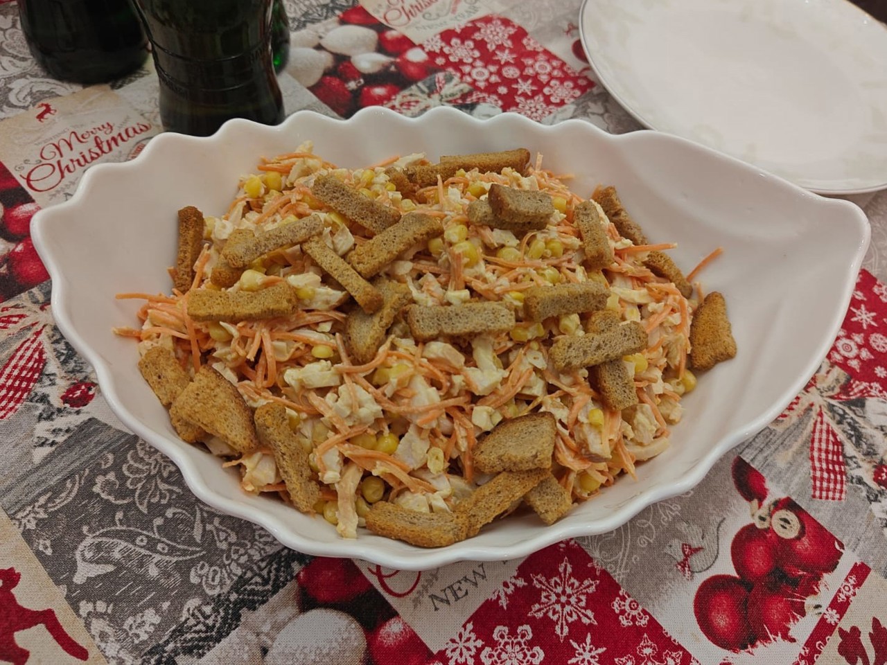 Salad with Korean Carrots and Smoked Chicken