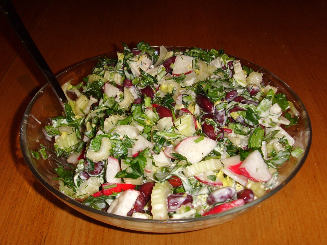Salad with Red Beans, Celery, and Radishes