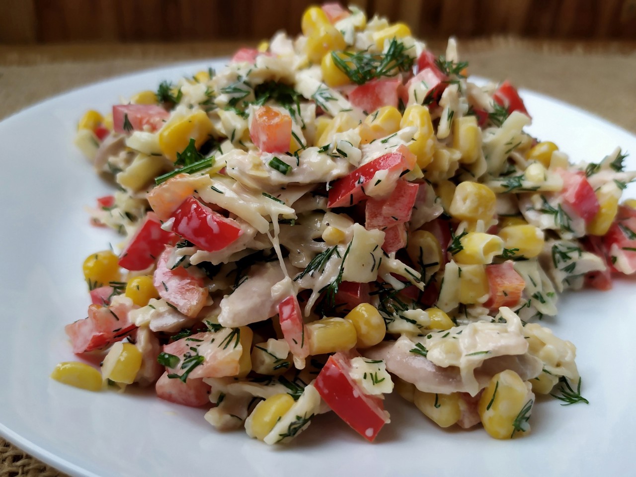Chicken Salad with Corn and Bell Peppers