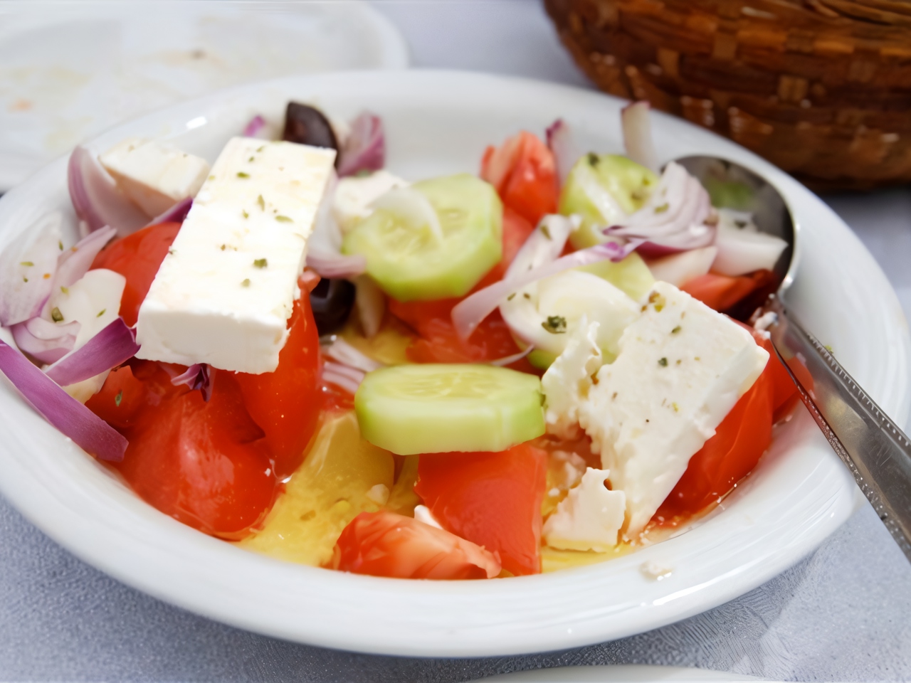 Cucumber Salad with Grilled Tomatoes and Feta