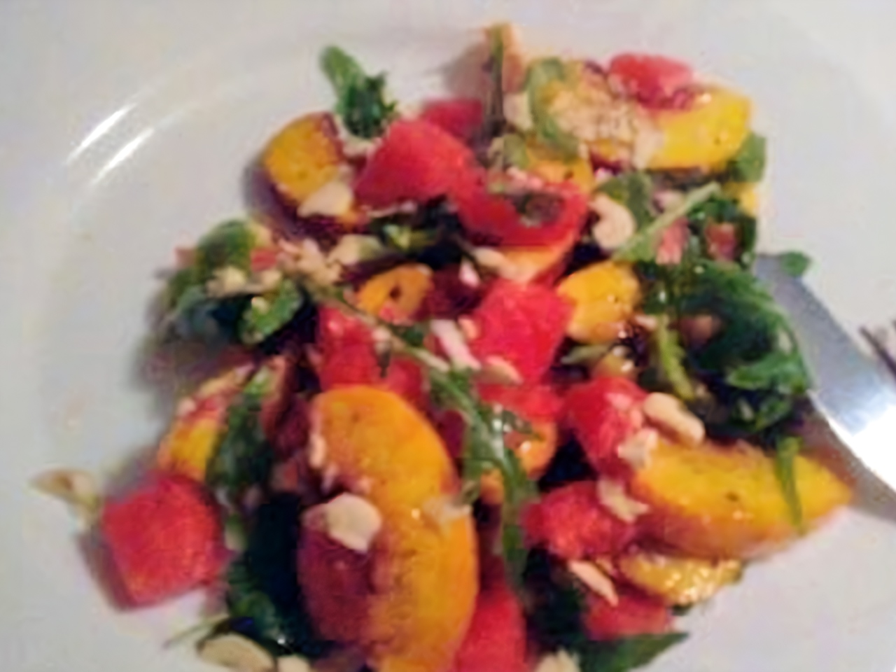 Arugula Salad with Peach and Watermelon