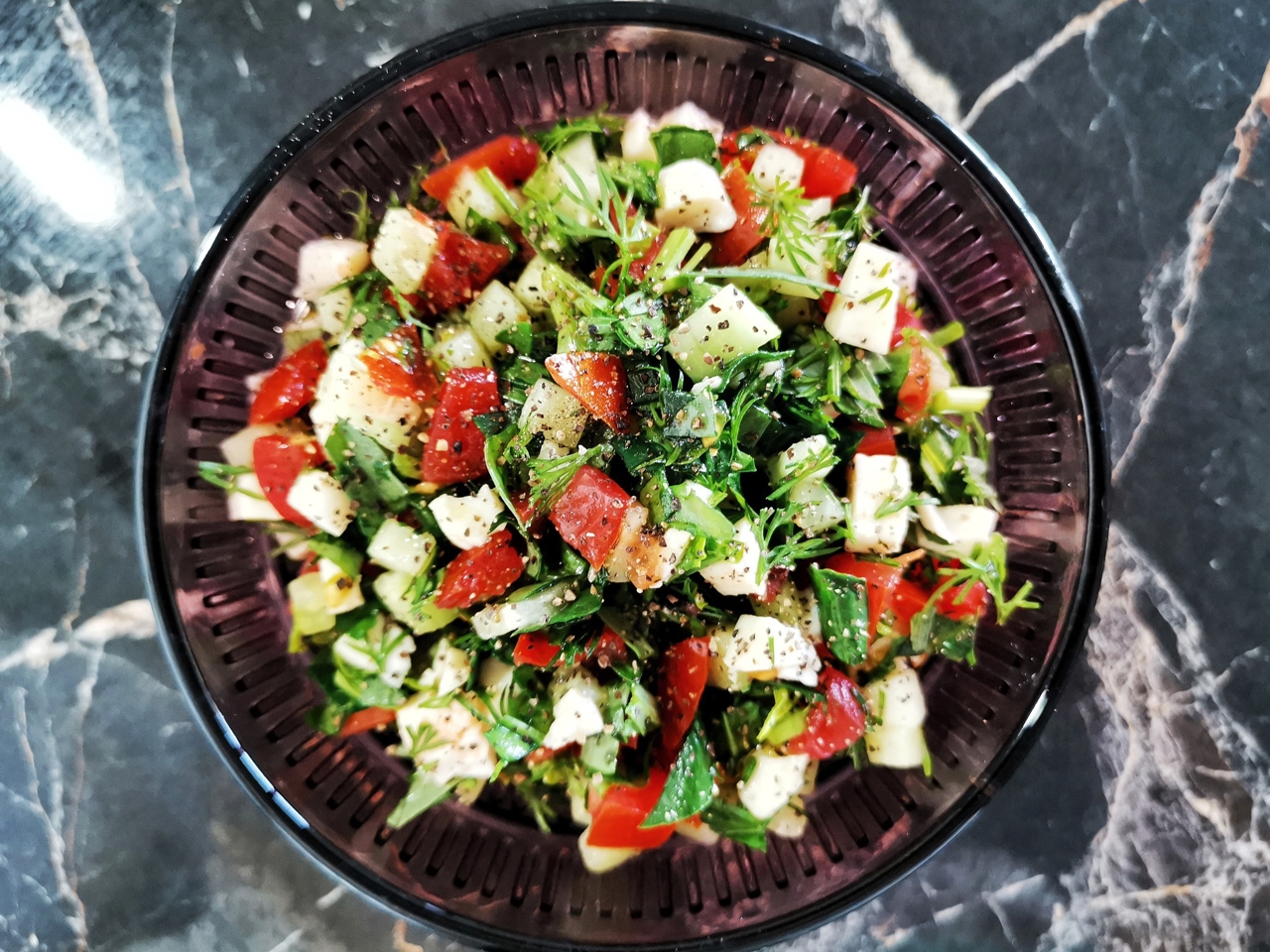 Salad with Suluguni Cheese