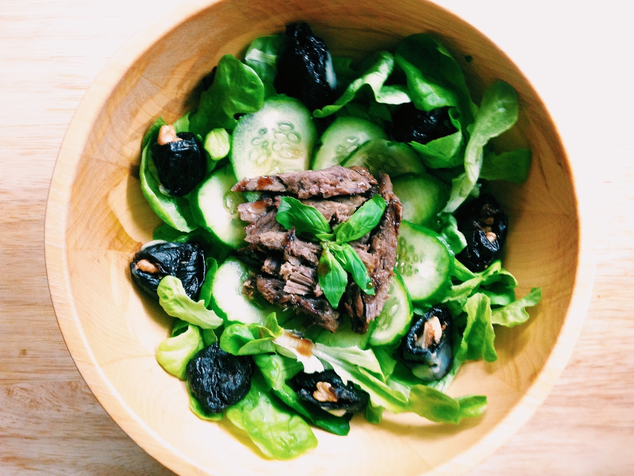 Salad with Roasted Lamb, Prunes, and Narsharab Sauce