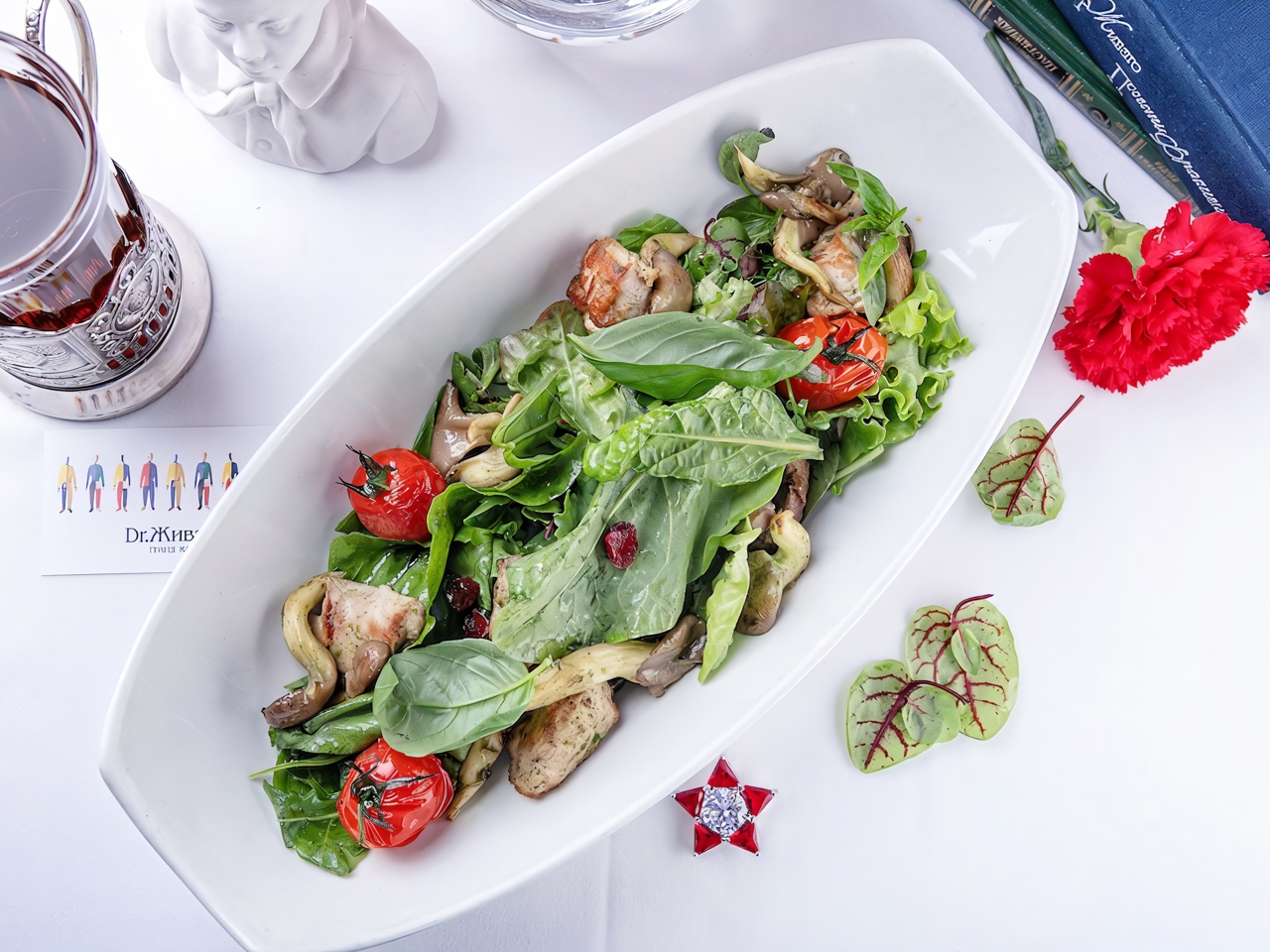 Salad with Sorrel, Guinea Fowl, and Mushrooms
