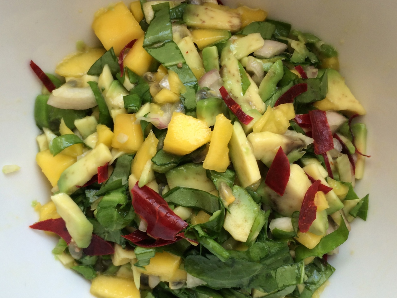 Mango Avocado Sorrel Salsa with Passion Fruit Dressing