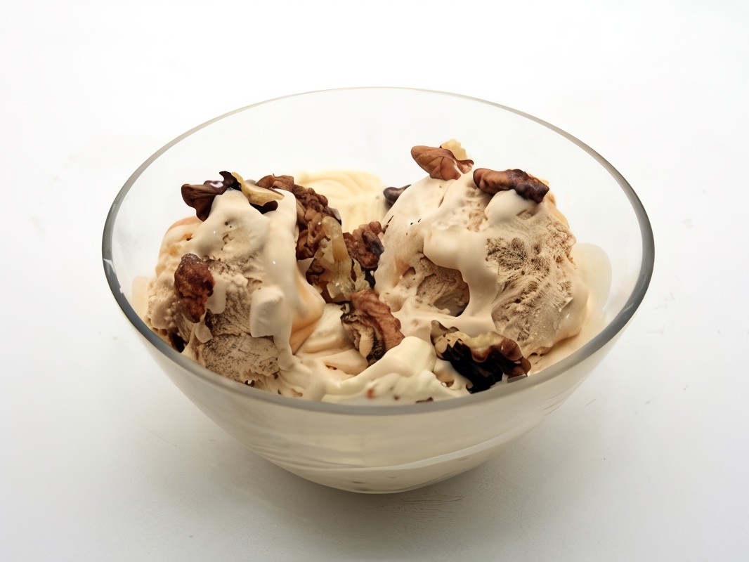 Sundae with Thick Bourbon Sauce and Pecans