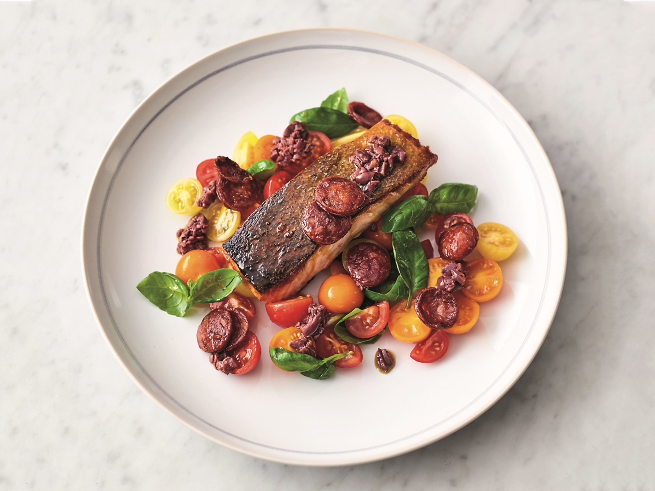 Salmon with Chorizo