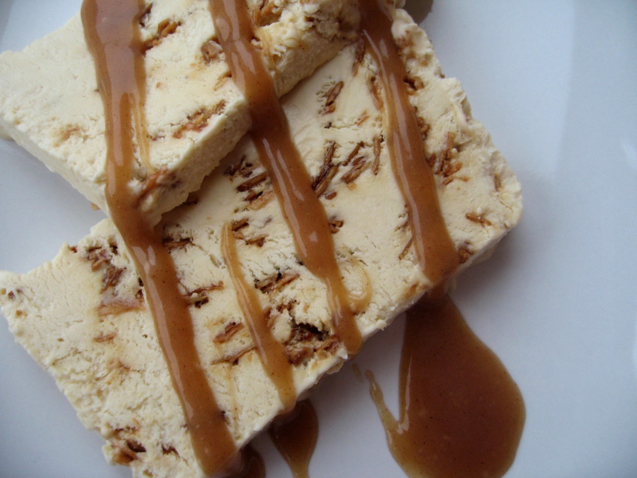 Semifreddo with Caramelized Almonds and Cinnamon Sauce