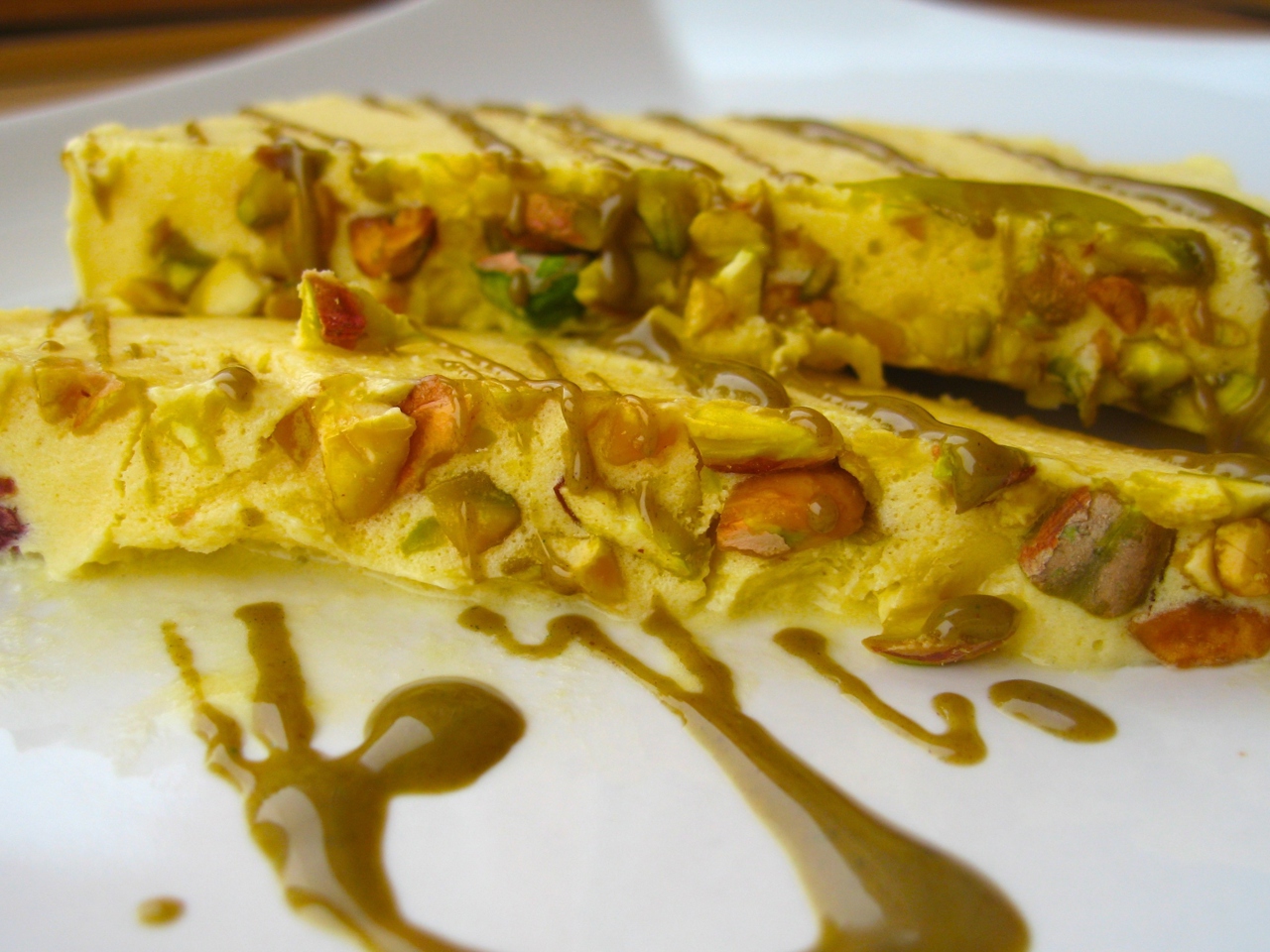 Semifreddo with Mango and Salted Pistachios