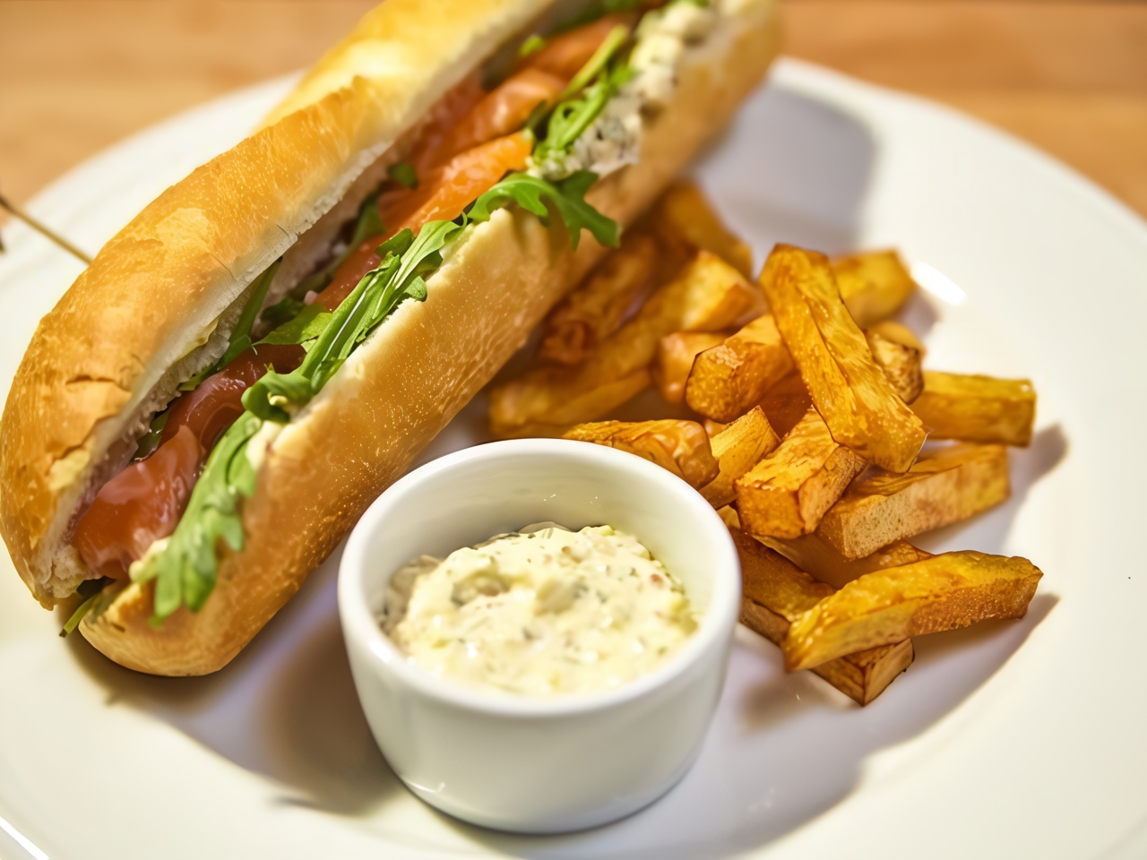 Salmon and Arugula Sandwich