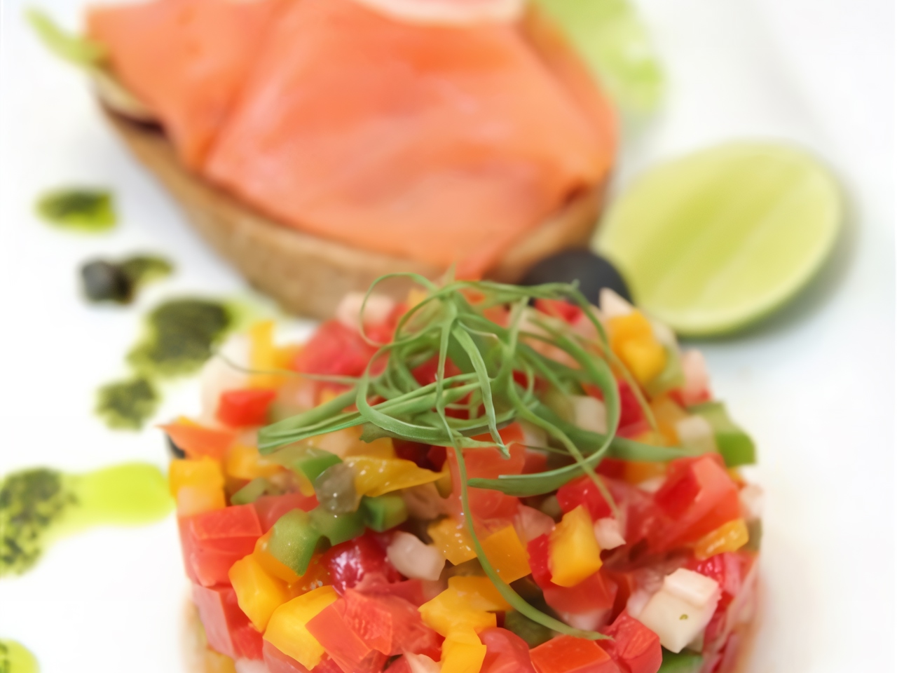 Salmon Ceviche on Tostadas