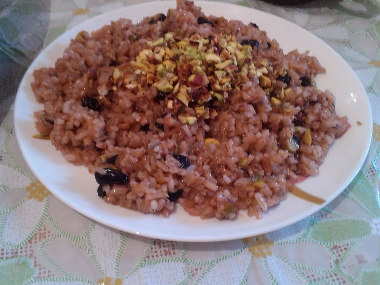 Saffron Rice with Pistachios (Mithka Kesari Bhat)