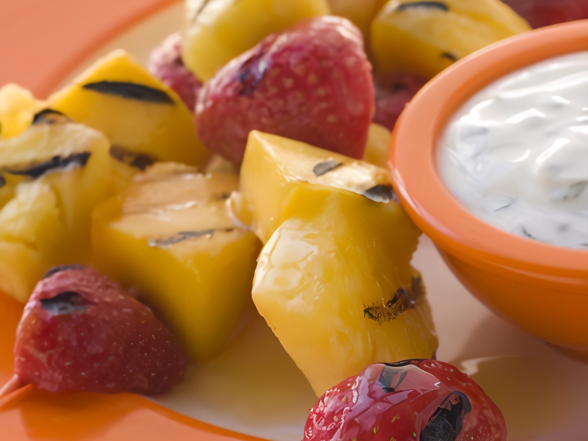 Fruit Skewers with Lime Syrup