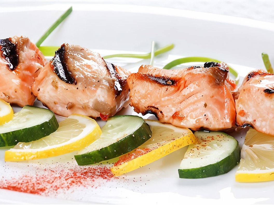 Salmon Skewers in Dill-Mustard Glaze