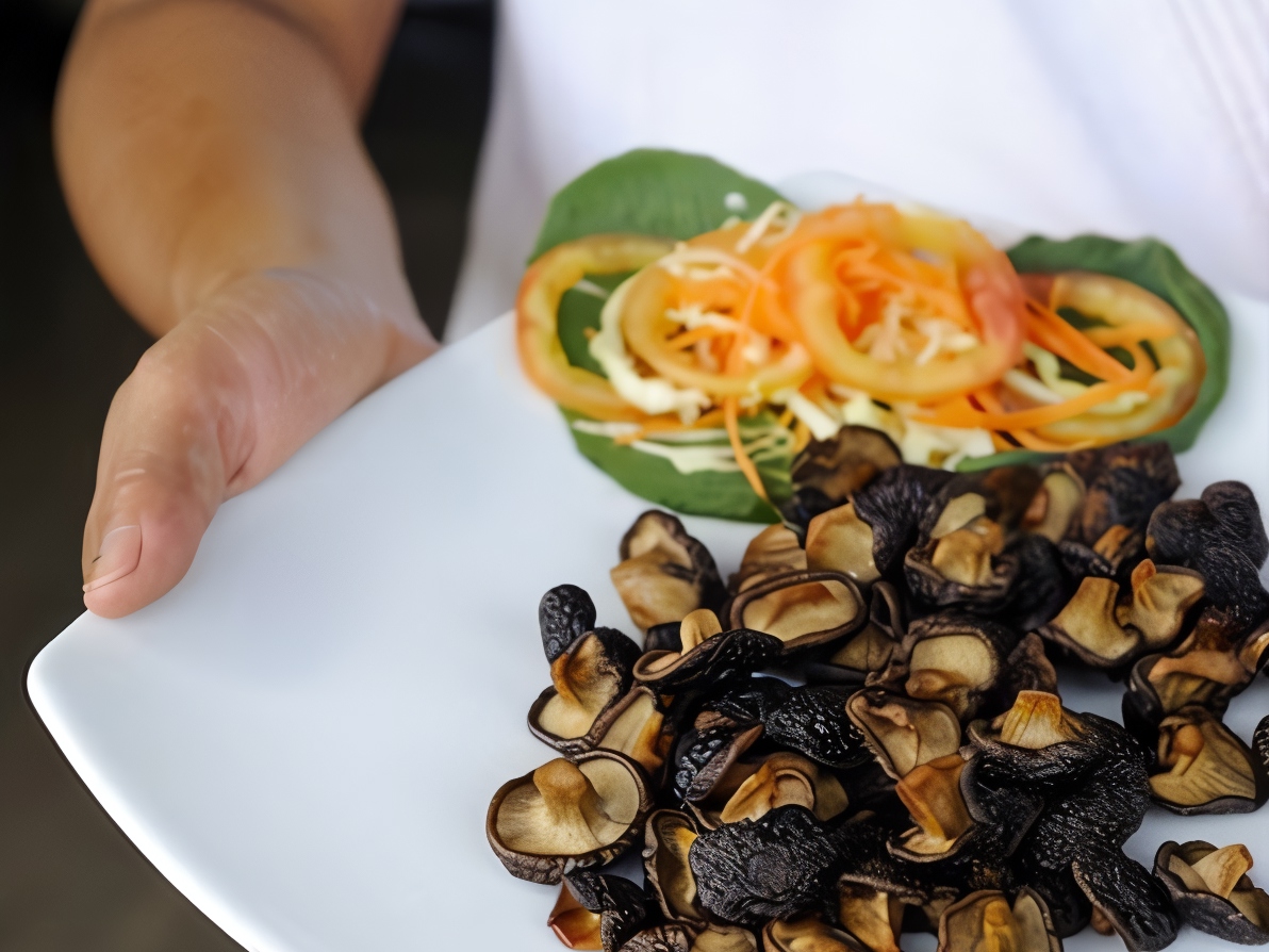 Shiitake Mushrooms with Green Onions in Smoked Oil