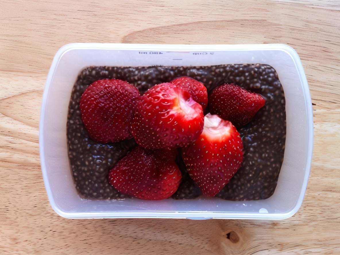 Chocolate Tapioca with Vanilla and Strawberries