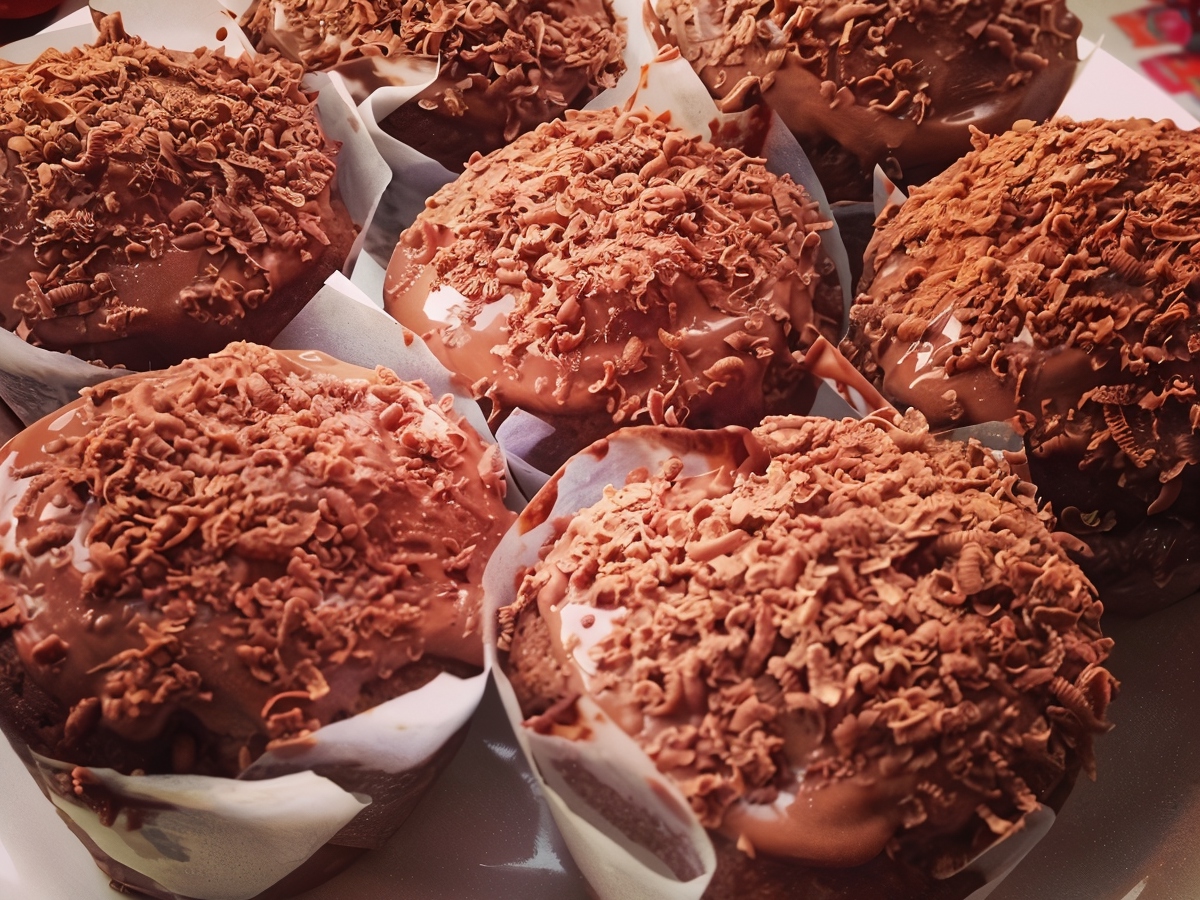 Chocolate Muffins with Chocolate and Nuts