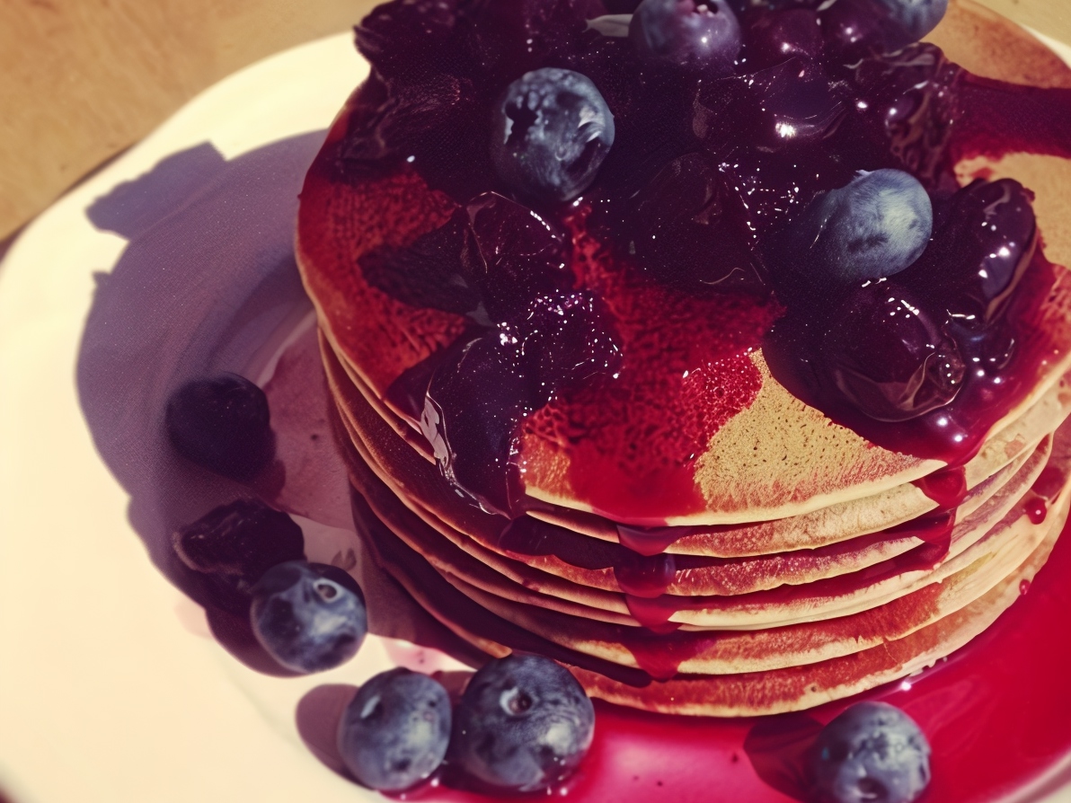 Chocolate Pancakes with Blueberries