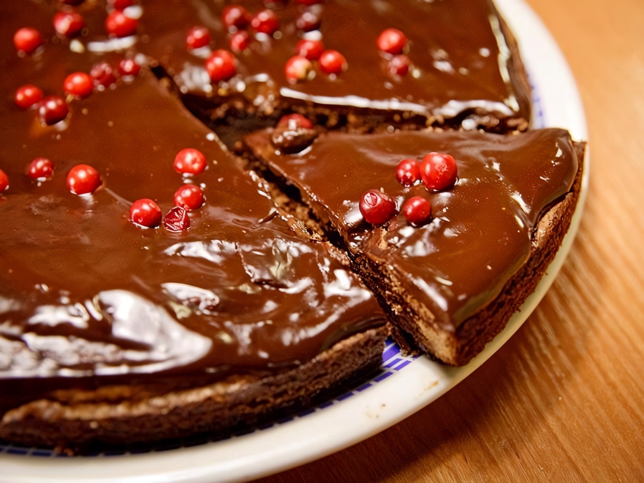 Chocolate Cake with Lingonberries