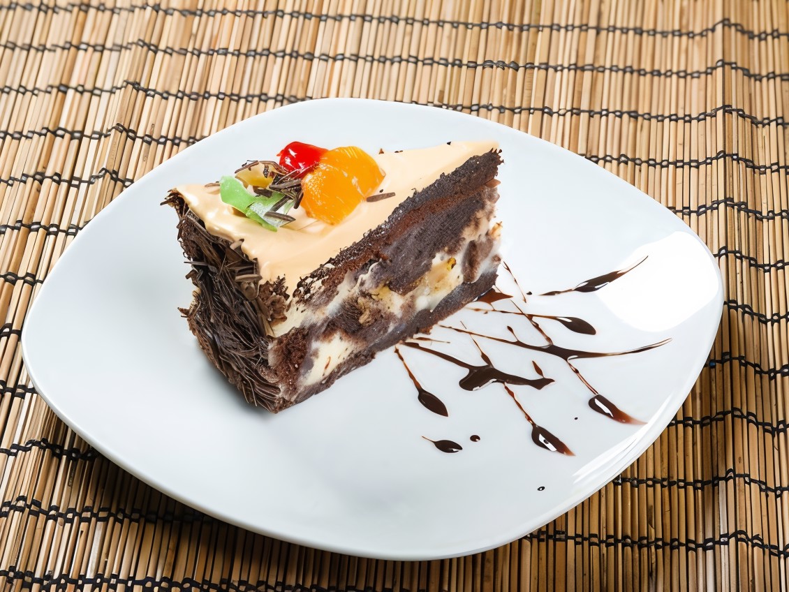 Chocolate Cake with Pears and Cream