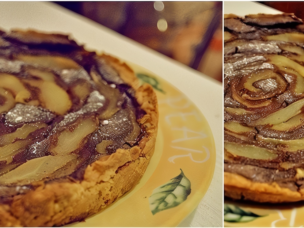 Chocolate Pear Cake on Cottage Cheese Dough