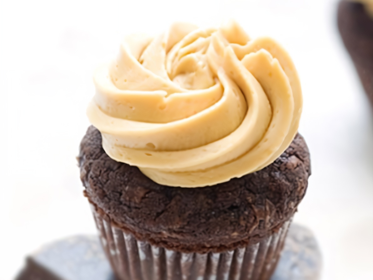 Chocolate Coconut Muffins with Caramel Cream