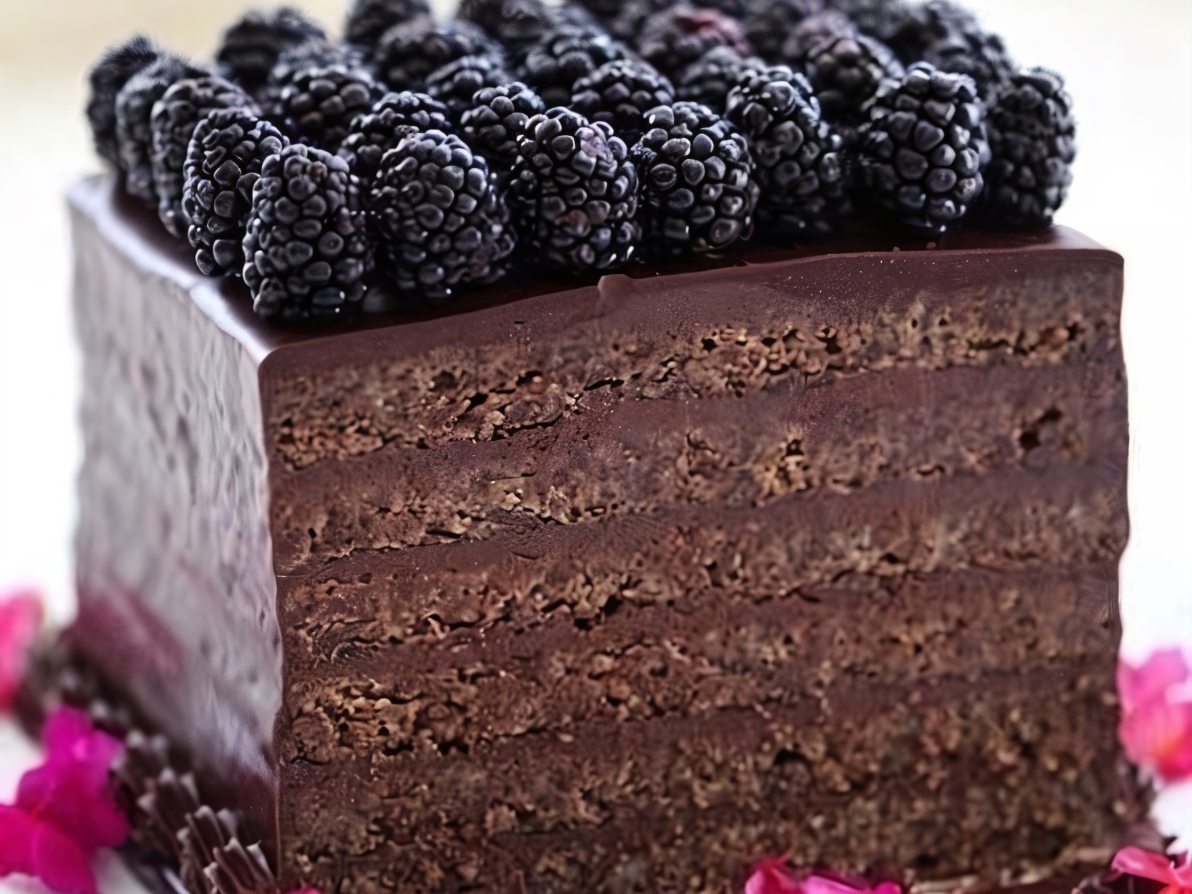 Chocolate Almond Cake with Blackberries
