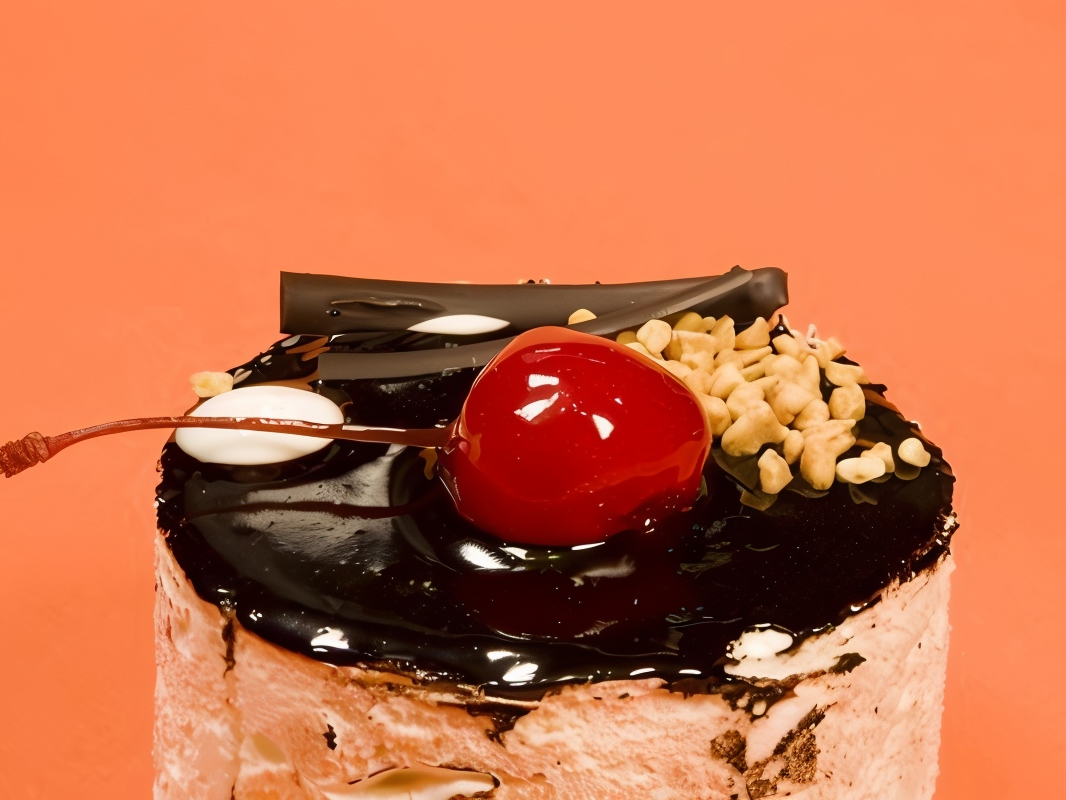 Chocolate Cherry Dessert with Wafers for Valentine's Day