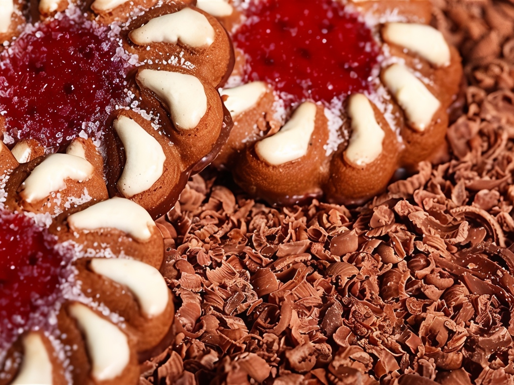 Chocolate Cookies with Almonds and Apricot Jam