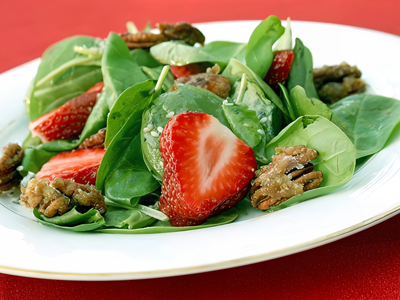 Spinach with Strawberries and Nuts