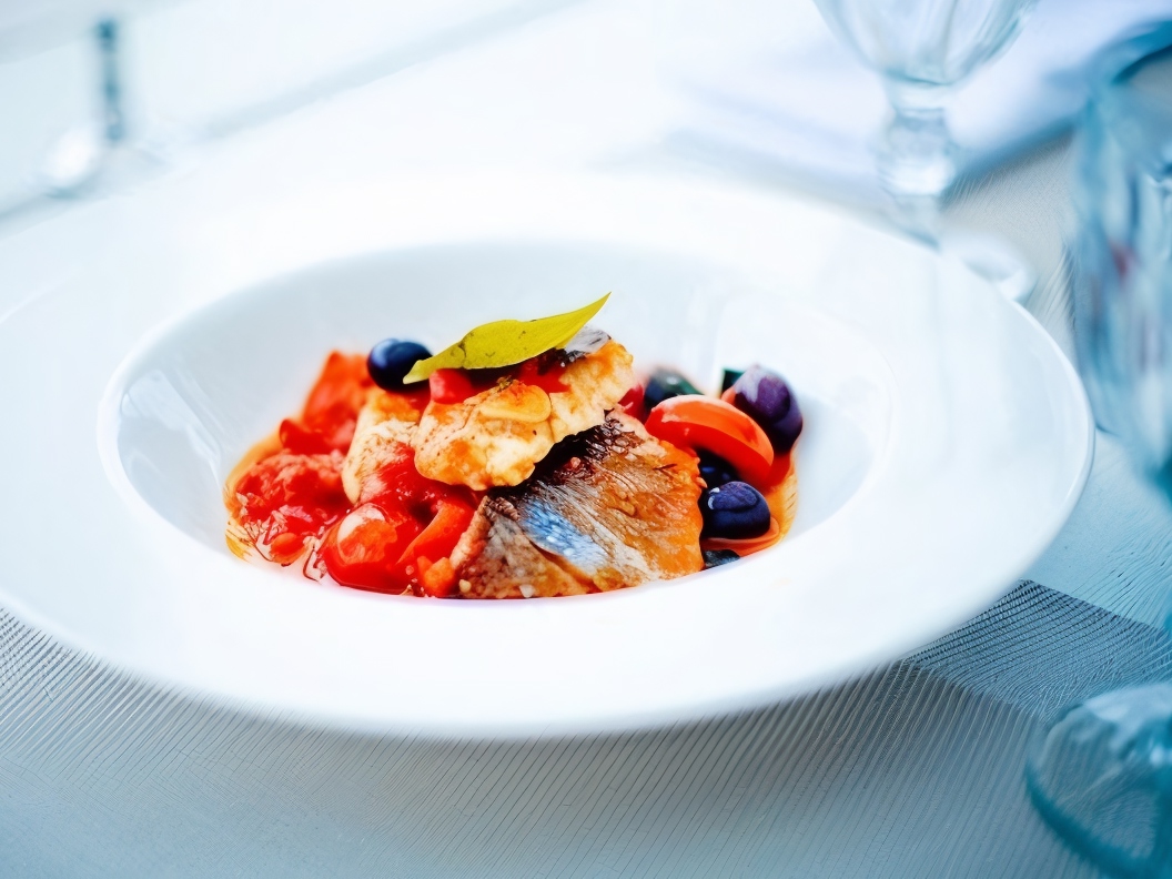 Sea Bass Poached with Cherry Tomatoes