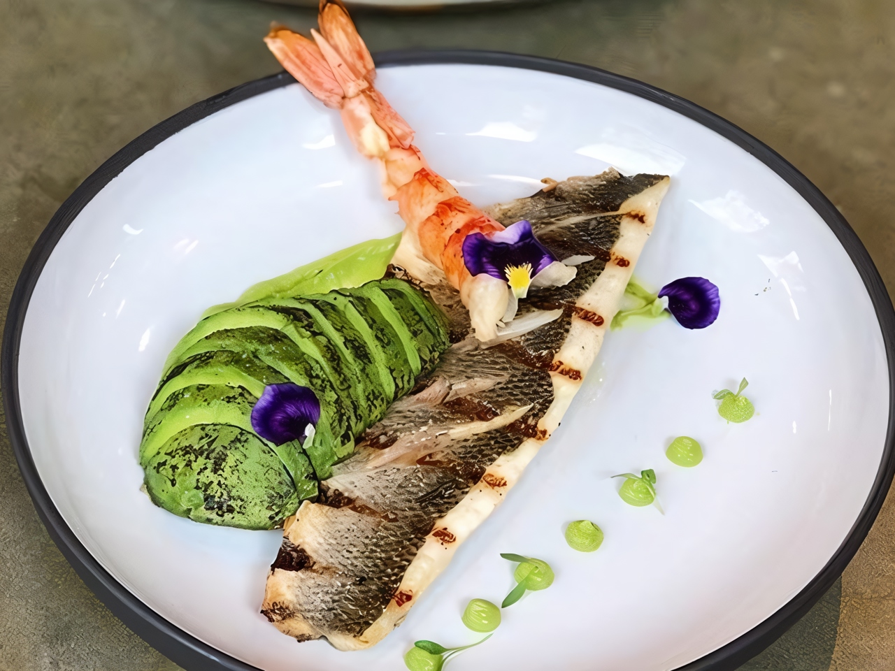 Sea Bass with Avocado and Coconut Sauce