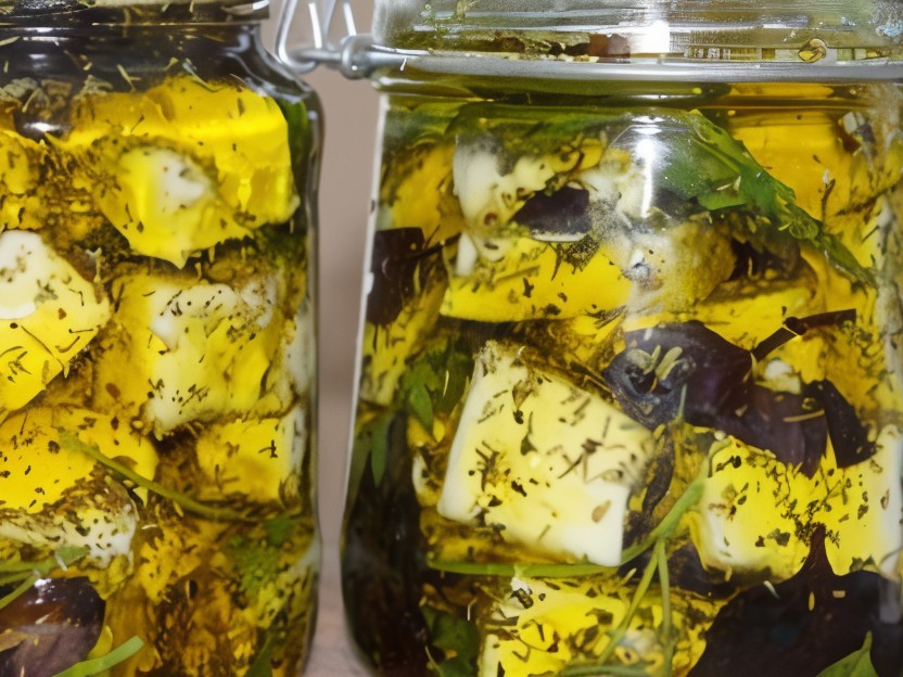 Cheese Marinated with Olives